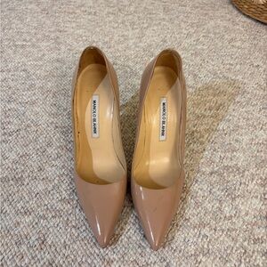 Manolo Blahnik Nude Patent Leather Heels